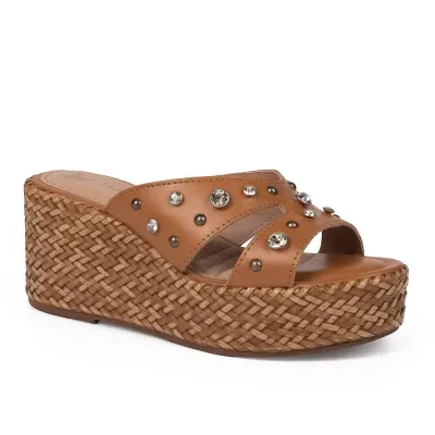 Tamanco Tanara Anabela Feminino Caramelo
