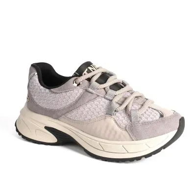 Dad Sneaker Tanara em Couro Cinza