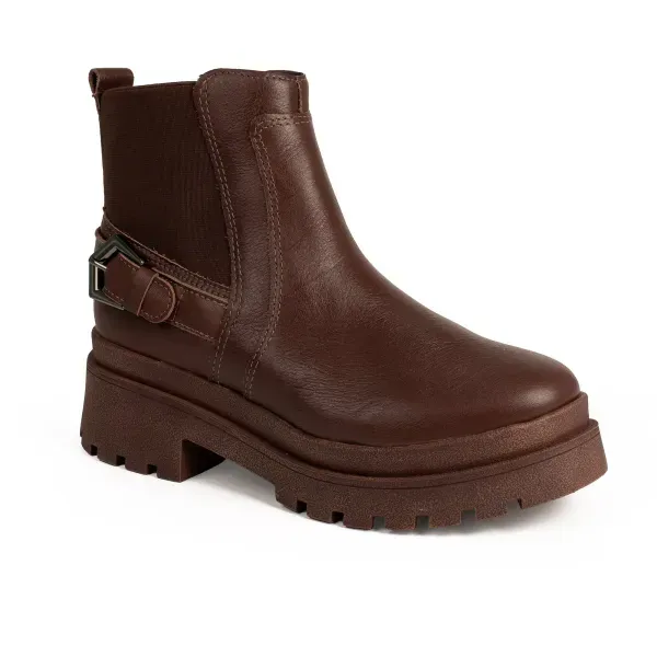 Bota Tanara de Cano Curto em Couro Marrom 33