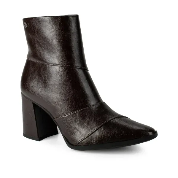 Bota Dakota Ankle Boot Feminina Salto Bloco Café 39