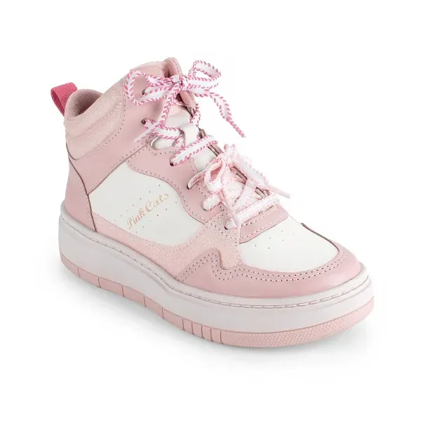 Tênis Pink Cats Infantil Feminino Branco e Rosa 28