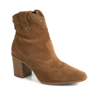 Bota Country Feminina Tanara Salto Bloco Castanho Claro