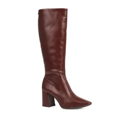Bota Dakota Cano Longo Salto Bloco Bordô