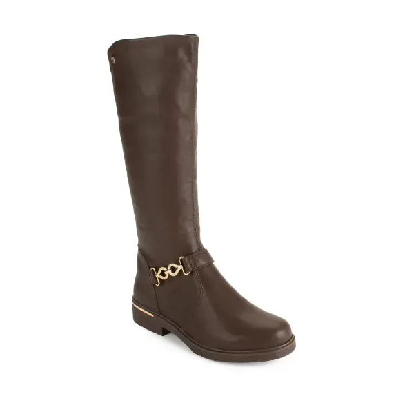Bota Pink Cats Cano Longo Feminina Café Detalhe Urbano 32