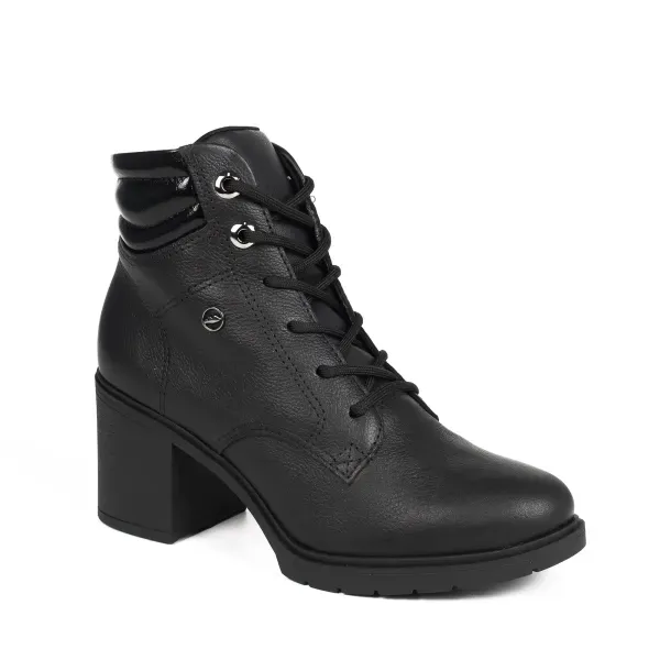Bota Coturno Dakota de Salto Bloco em Couro Preta 39