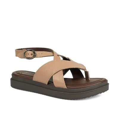 Sandália Dakota Flatform em Couro Bege